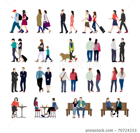全身剪影傳染媒介例證集合（日常生活/情況）/走等。 70724153