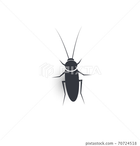 cockroach logo, home parasite icon, black silhouette of an insect living in the kitchen, isolated vector, simple illustration 70724518