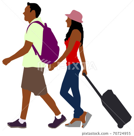 Whole body silhouette of a person / Black vector illustration (daily life / situation) / Couple / Travel Whole body silhouette of a person / Black vector illustration (daily life / situation) / Couple / Travel 70724955