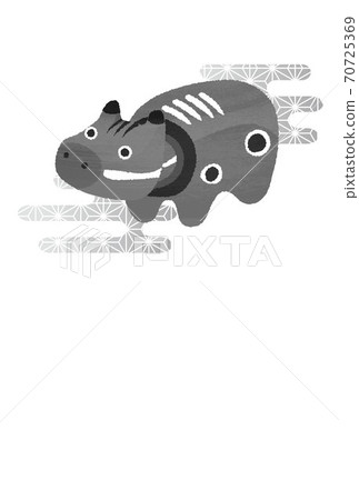 新年賀卡，紅色beko，水彩，黑白，明信片模板，垂直 70725369