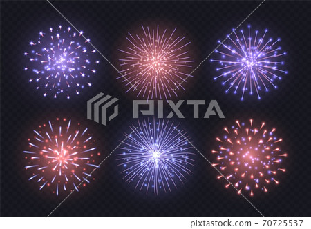 Red-blue fireworks collection, realistic firecracker explosions set. Festive Independence Day pyrotechnic show Red-blue fireworks collection, realistic firecracker explosions set. Festive Independence Day pyrotechnic show 70725537