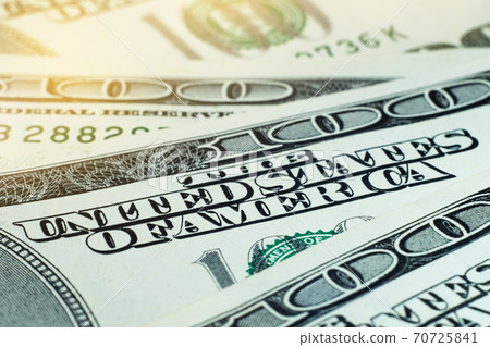 National currency of the USA. American currency. US dollar close-up. 70725841