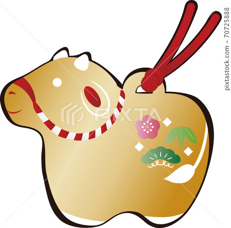 New Year's card material Ox year beef clay bell gold New Year's card material Ox year beef clay bell gold 70725888