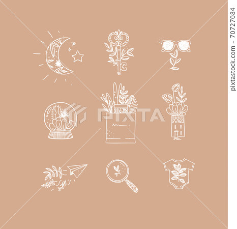 Hand made floral icons nature peach Hand made floral icons nature peach 70727084