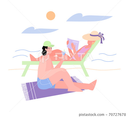 Couple together on sea vacation for bonding relationship a vector illustration 70727678