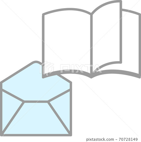 電子郵件通訊圖標,信封和小冊子 電子郵件通訊圖標,信封和小冊子 70728149