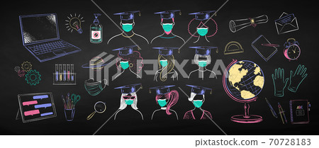 New normal education objects and characters New normal education objects and characters 70728183
