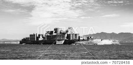 Gunkanjima Island shadow monochrome reminiscent of battleship Tosa 70728438