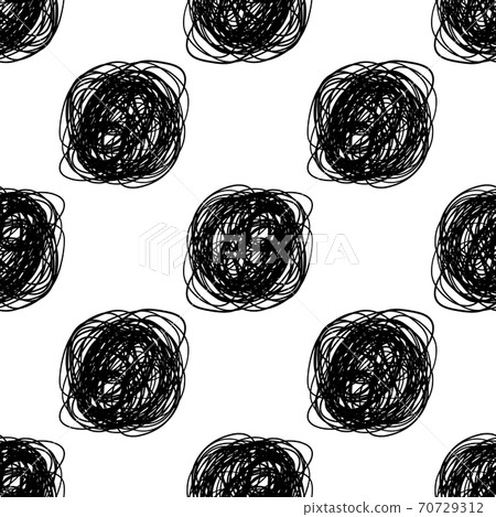 Seamless pattern of hand drawn black line shapes 70729312
