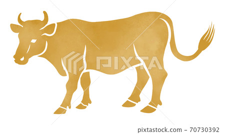 Watercolor-style cow sideways single color-New Year's card material 2021 Ox year 70730392