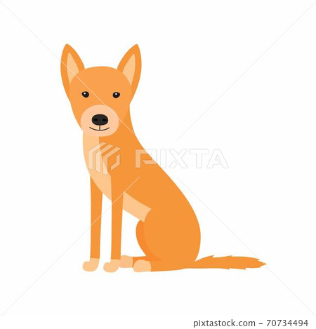 Australian dog Dingo sitting. Vector illustration isolated on white background. 70734494