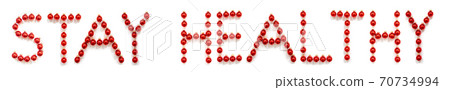 Red Christmas Ball Ornament Building Word Stay Healthy 70734994