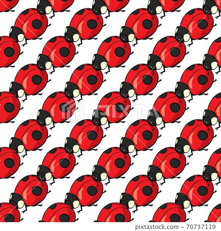 Vector seamless pattern background. Elegant texture for backgrounds. With ladybugs and dots. Vector seamless pattern background. Elegant texture for backgrounds. With ladybugs and dots. 70737119