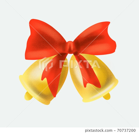 Isolated celebration bells drawing decorated red band. On a white background. Christmas decor Isolated celebration bells drawing decorated red band. On a white background. Christmas decor 70737200