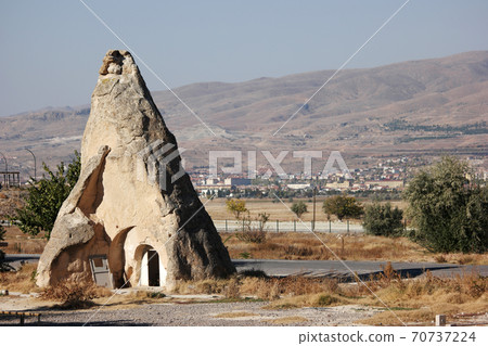 Panoramic view of cave city in mountains. Panoramic view of cave city in mountains. 70737224
