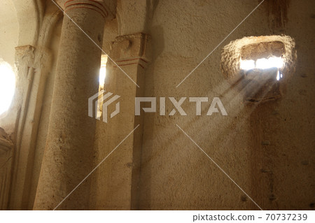 Interior of an ancient cave church at Cappadocia. 70737239