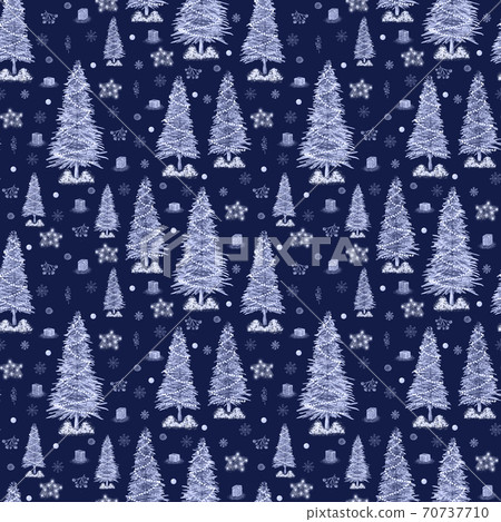 Seamless pattern with multicolored Christmas trees and New Year decoration, for wrapping paper 70737710