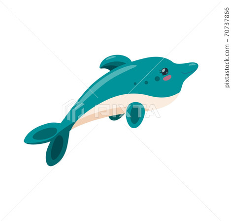 Dolphin isolated in white background. Cute playful baby dolphin, intelligent underwater animal. Vector illustration Dolphin isolated in white background. Cute playful baby dolphin, intelligent underwater animal. Vector illustration 70737866