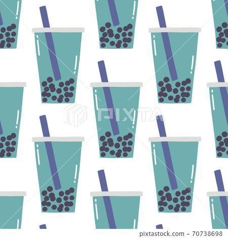 bubble tea seamless doodle pattern, vector color bubble tea seamless doodle pattern, vector color 70738698