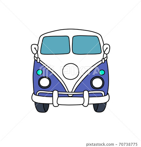 combi van doodle icon, vector color illustration 70738775