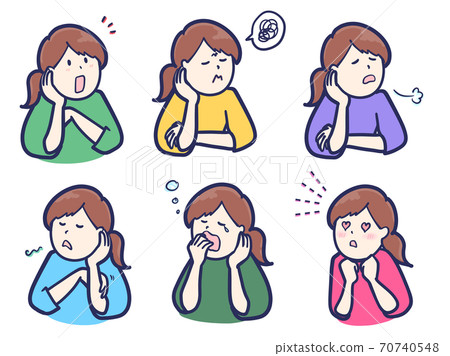 A set of women who think about this with a cheek stick 70740548