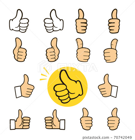 一組簡單的讚手勢圖示。 一組簡單的讚手勢圖示。 70742049