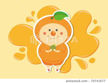 Orange orange fat boy mascot cartoon illustration with orange splashing water 70742677
