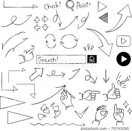 Arrows, pen drawings, handwriting 70743090