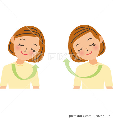 Woman doing neck stretching exercise - Stock Illustration [70745096 ...