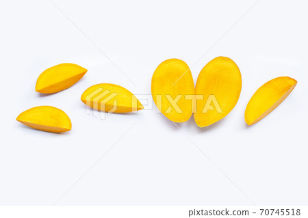 Tropical fruit, Mango slices on white background. Tropical fruit, Mango slices on white background. 70745518
