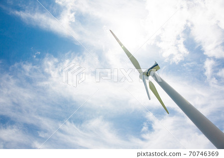 Beautiful mountain landscape, blue sky over hillside meadow 033 70746369