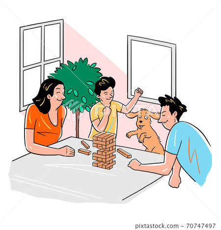 Everyday life at home, People relaxing and activities at home illustration 010 70747497
