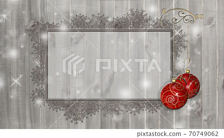 Christmas decoration over rustic wooden background fro mock up 70749062