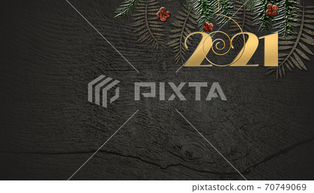 Christmas 2021 New Year background on wooden board. 70749069