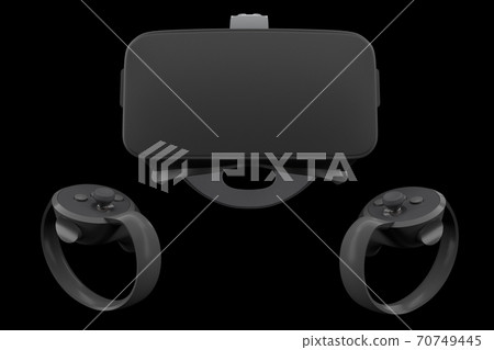 Virtual reality glasses and controllers for online gaming isolated on black 70749445