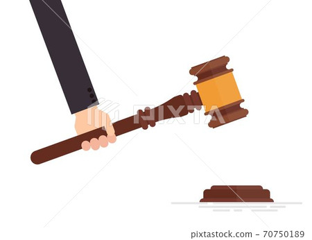 Judge gavel in hand vector illustration isolated on white background Judge gavel in hand vector illustration isolated on white background 70750189