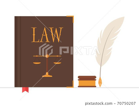 Law book with quill pen and inkwell vector illustration Law book with quill pen and inkwell vector illustration 70750207