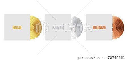 Gold, silver and bronze vinyl record with cover 70750261
