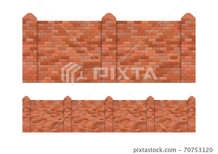 Brick fence vector illustration isolated on white background 70753120