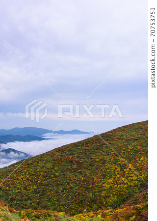 栗駒山和雲海的秋葉 70753751