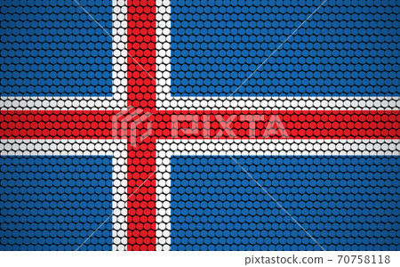 Abstract flag of Iceland made of circles. Icelander flag designed with colored dots giving it a modern and futuristic abstract look. 70758118