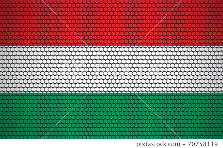 Abstract flag of Hungary made of circles. Hungarian flag designed with colored dots giving it a modern and futuristic abstract look. 70758119