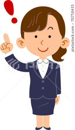 Business woman who raises her index finger_whole body 70758435
