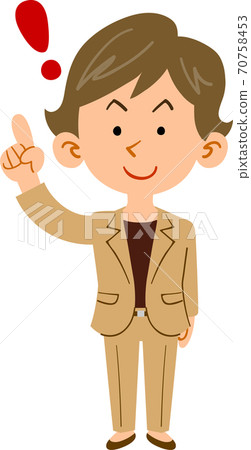 Business woman who raises her index finger_whole body Business woman who raises her index finger_whole body 70758453