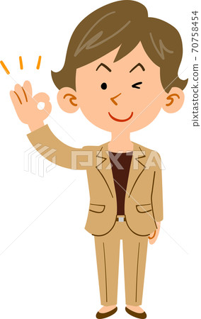 Business woman showing willingness to approve _ whole body Business woman showing willingness to approve _ whole body 70758454