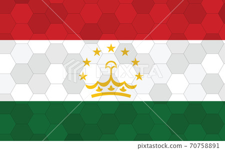 Tajikistan flag illustration. Futuristic Tajik flag graphic with abstract hexagon background vector. Tajikistan national flag symbolizes independence. 70758891