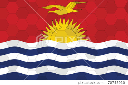 Kiribati flag illustration. Futuristic I-Kiribati flag graphic with abstract hexagon background vector. Kiribati national flag symbolizes independence. 70758910