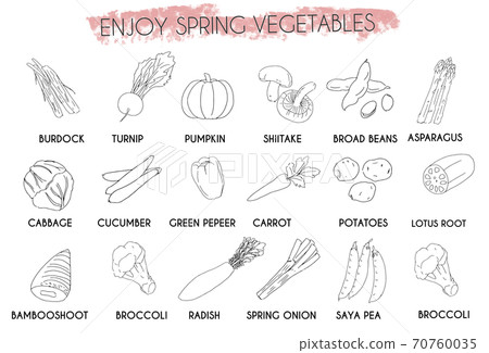 Vegetable simple icon set 70760035
