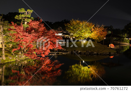 Night scenery of Korakuen garden in Okayama, Japan 70761272
