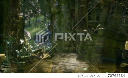 Stone ruins in a forest, abandoned ancient castle Stone ruins in a forest, abandoned ancient castle 70762584